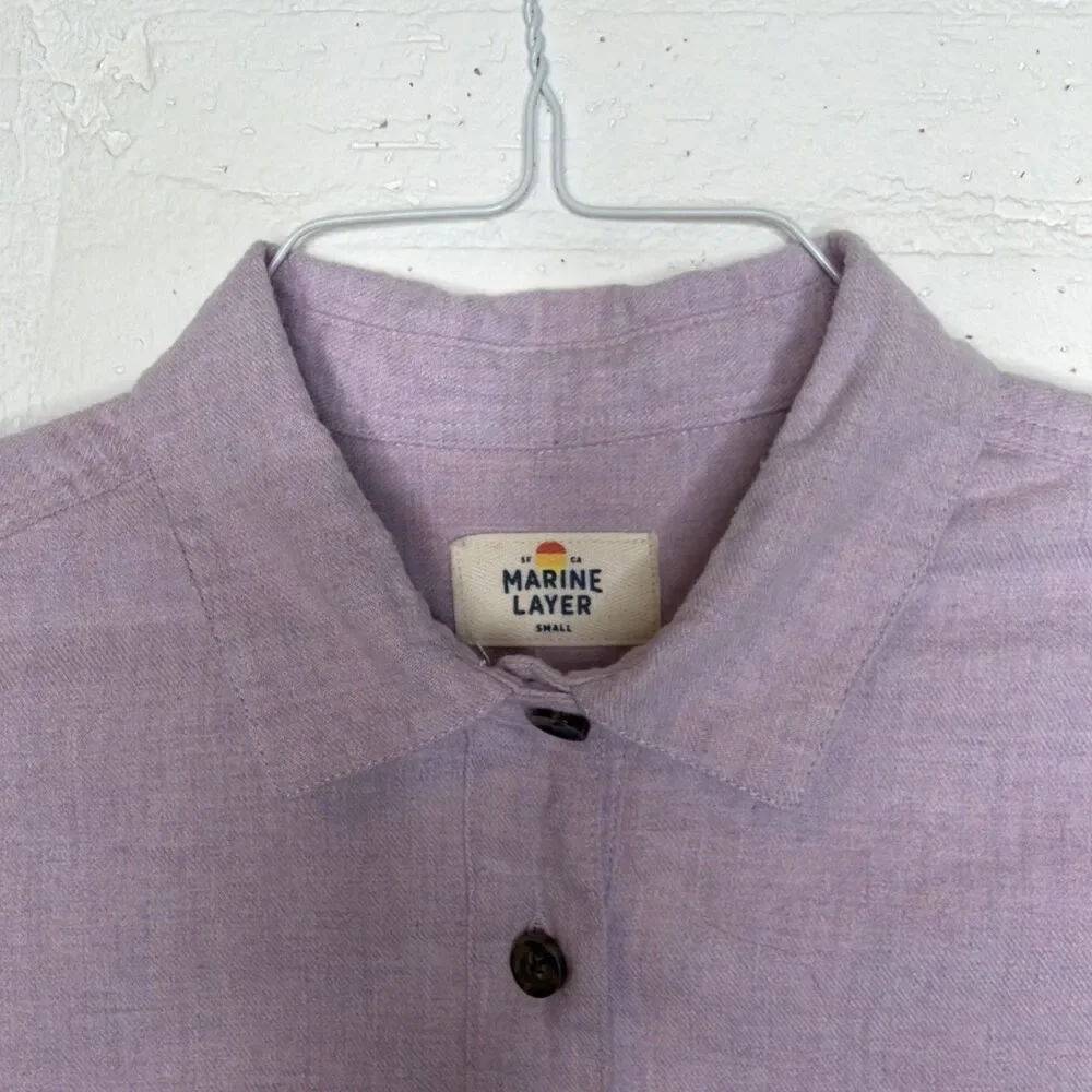 Marine Layer Josie LS Relaxed Popover Shirt Organic Cotton Lavender S Coastal